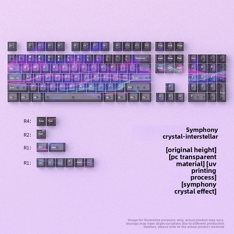 Iridescent Mist Keycaps PC Transparent 115 Keys Original Profile DIY for Mechanical Keyboard