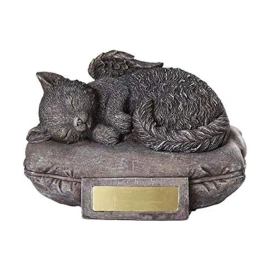 

【Spot goods】Pet Memorial Angel Cat Sleeping On Pillow Cremation Urn Bottom Load 30 Cubic Inch