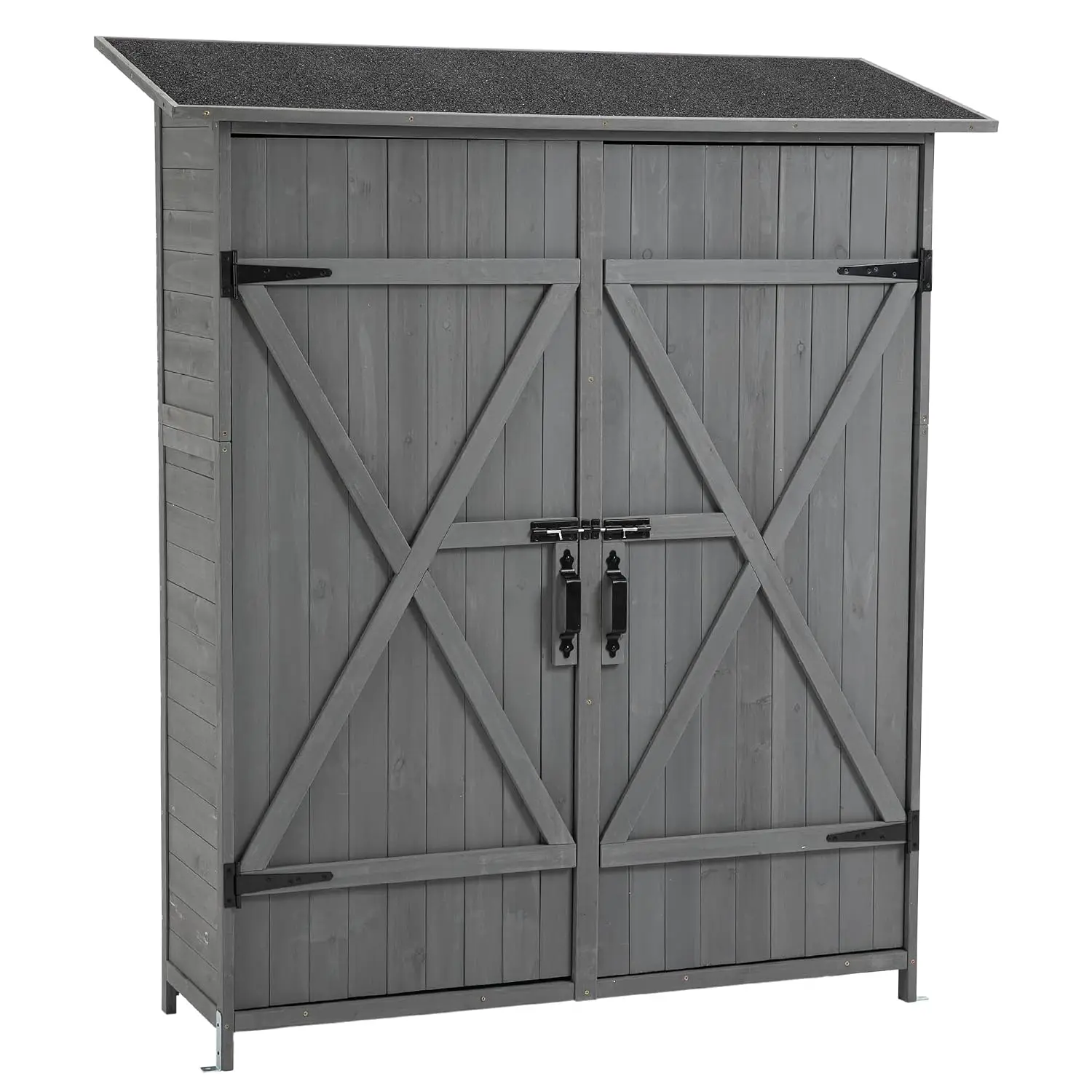 Outdoor Storage Shed with Waterproof Roof & Detachable Shelves & Double Locks, Tool Cabinet for Patio Garden, Grey, Customized