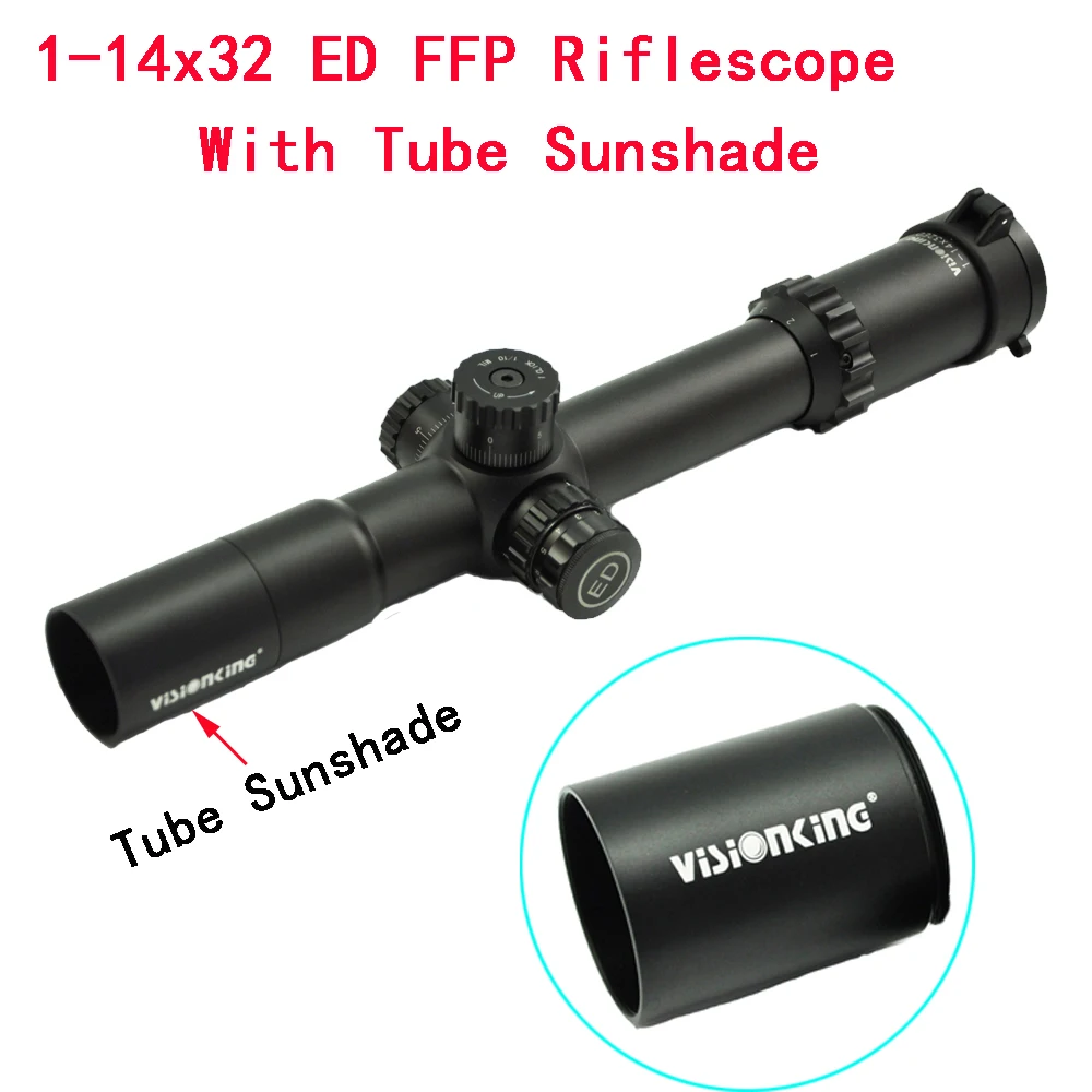 Visionking 35mm Tube 1-14x32 ED Riflescope First Focus Plane Side Focus Hunting Airsoft Illuminated Mil-dot Sniper Optical Sight