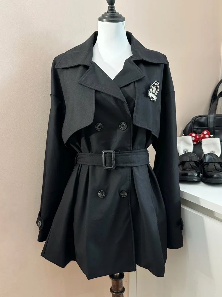 Black Trench Coat JK Uniform Coat Women Japanese Style Autumn Winter Suit College Style Jacket Female Student