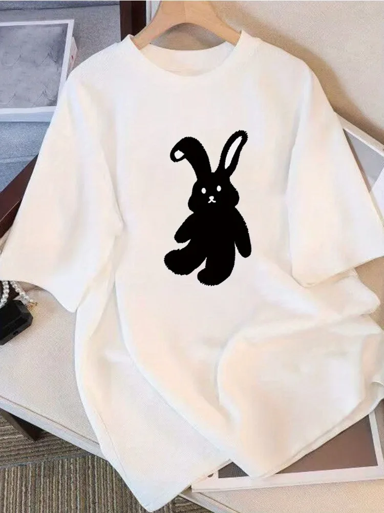 

LadiesCotton Loose Round Neck Versatile and Comfortable Casual T-shirt Youthful and Trendy Vitality Harajuku Daily Short Sleeved