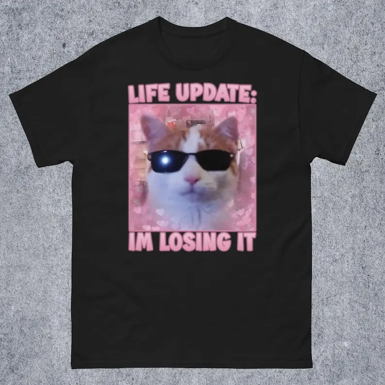 Life Update Im Losing It Funny Cat Meme Tee Shirts, Cute Cats Shirt, Goofy-Ahh Tshirt, Unhinged T-shirt, Stupid Gifts