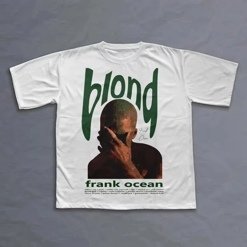 Rapper Frank Retro Grafik T-Shirt Herren Hip-Hop Ocean Album Kleidung T-Shirts Y2k Unisex Blond Mode Übergroßes Baumwoll-T-Shirt – Detail 7