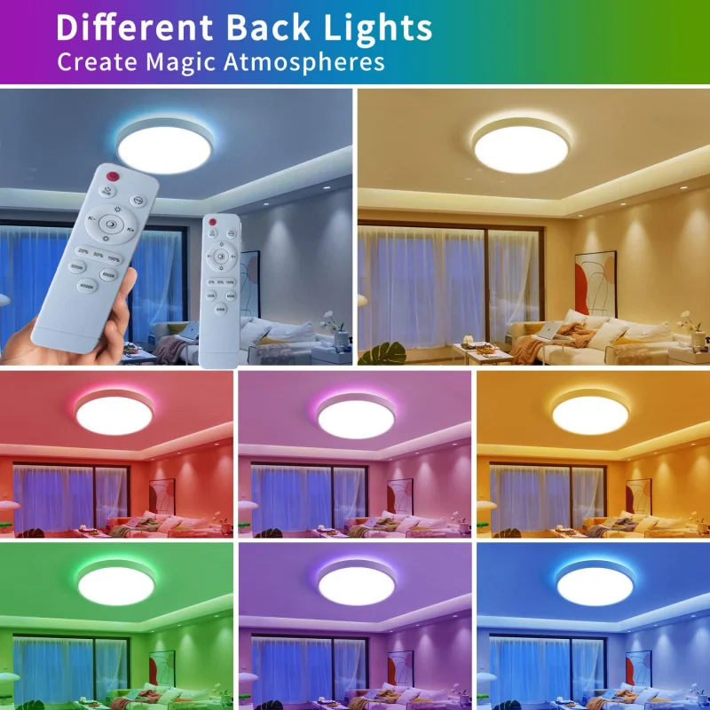 Ultra-thin Backlit Ceiling Light LED Bedroom Study Ceiling Light RGB Backlit Amber Night Light