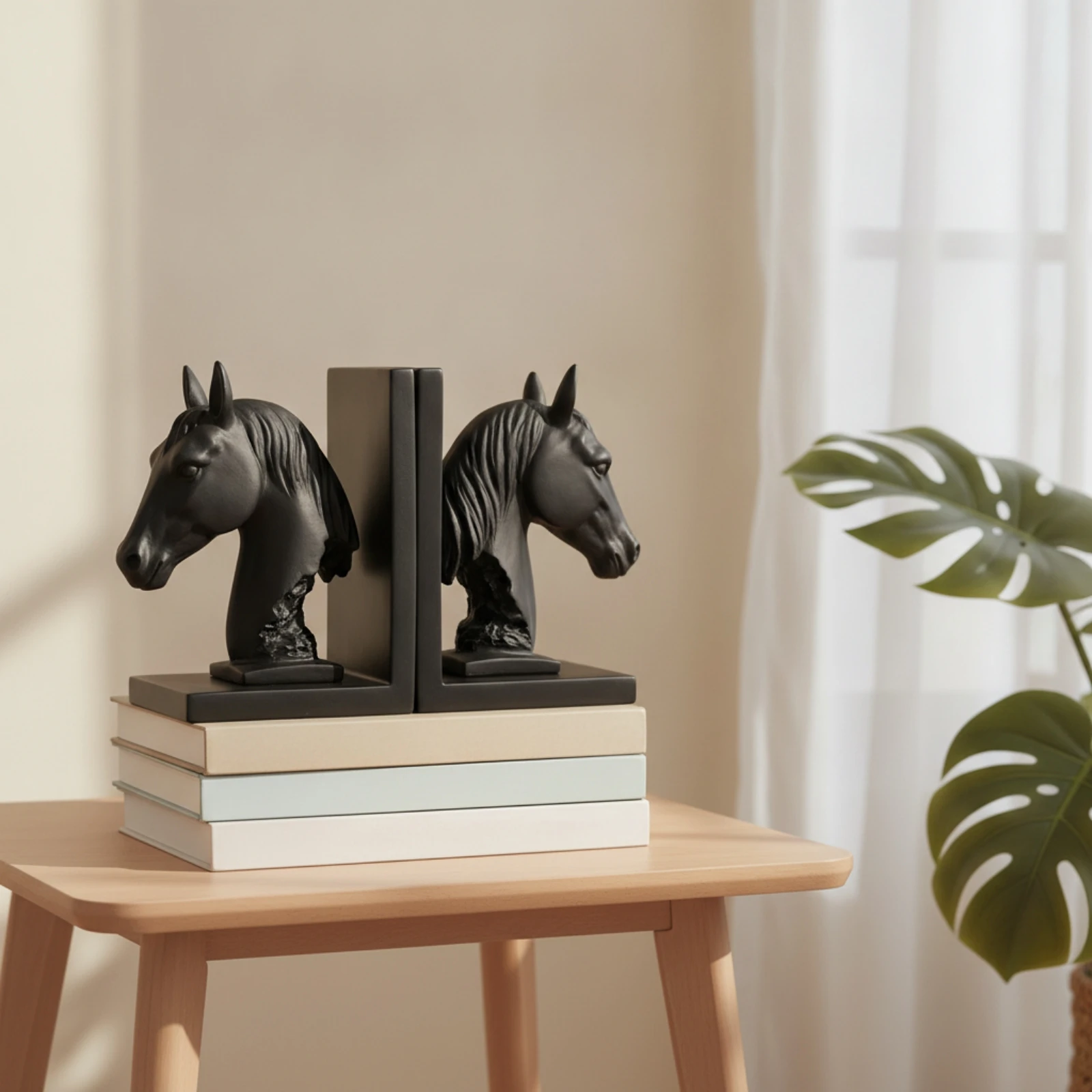 Horse Head Bookends Compact Bookends with L-Shaped Bases Horse Head Book Holders Sturdy Shelf Organizers Functional for Readers