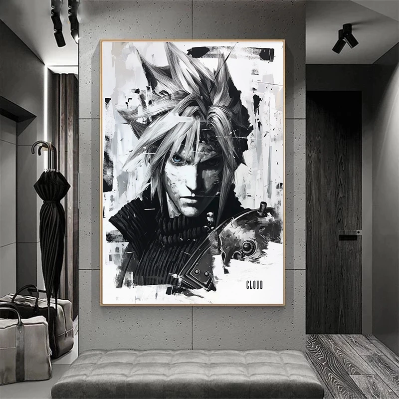 ألعاب الفيديو الكلاسيكية فاينل فانتسي السابع شخصية المشارك المائية يطبع حائط لوح رسم الفن صور ديكور غرفة المنزل لعبة #4