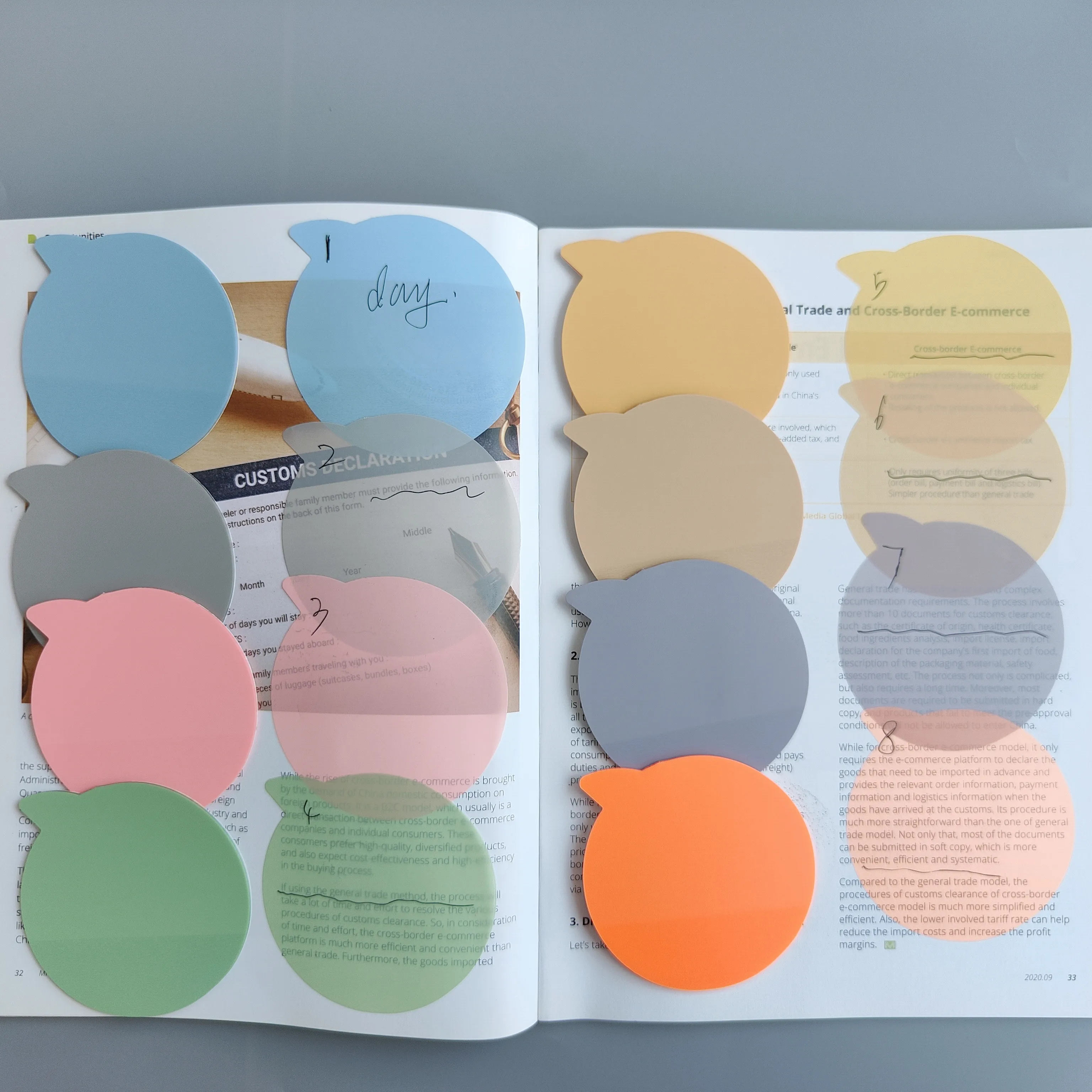 8Packs/160 Sheets Transparent Sticky Notes Self-Adhesive Annotation Books Notepad Bookmarks Memo Pad Index Tabs Stationery