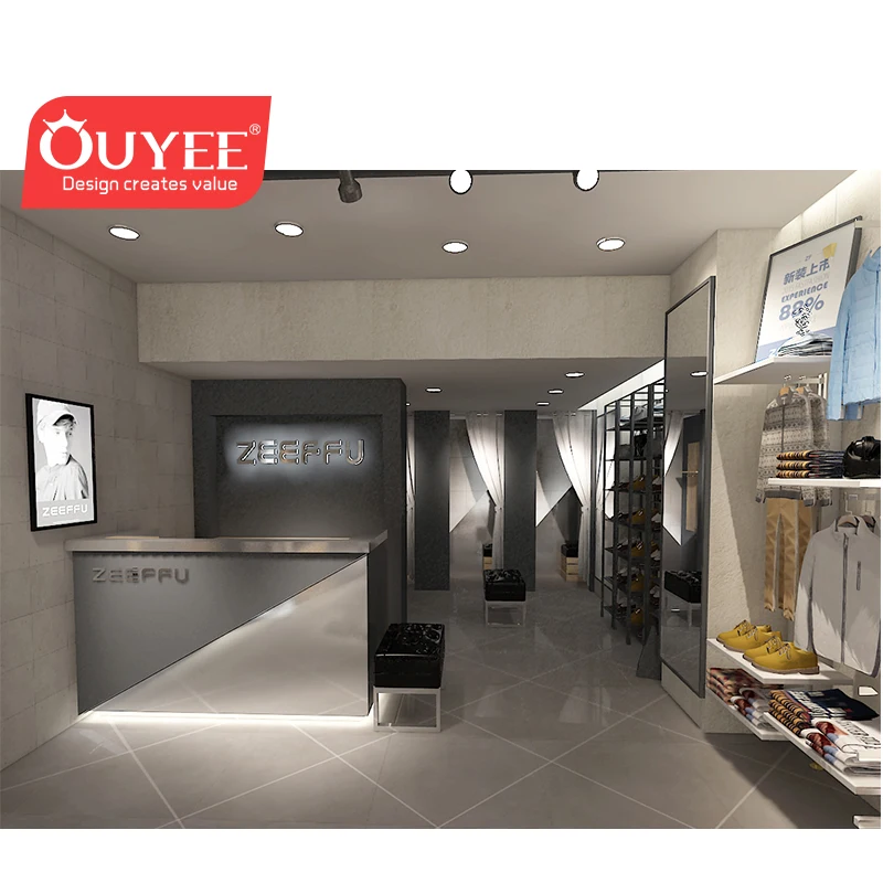 Customized-High End Customized Store clothes shop decoration menswear store interior design luxury modern clothing store furnitu