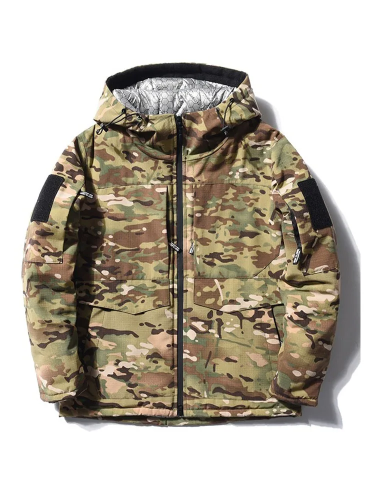 COOLSBER Miltary Mens Thermal Jacket for Winter -20 ° C Waterproof Coat Oversized Heat Reflection Outdoor Hunting Windbreaker