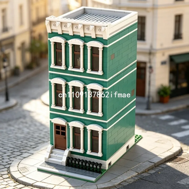 1376PCS Italianate Modular Townhouse MOC Creative Street View Model Custom Building Blocks Architecture DIY Assembly Toy Gifts