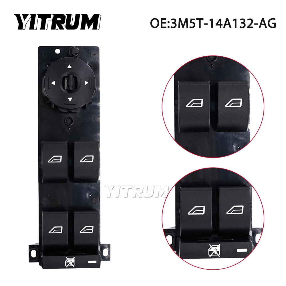 YITRUM 3M5T-14A132-AG 3M5T14A132AG 3M5T-14A132-AC 3M512K021AB Power Window Switch For Ford Focus MK2 MK3 C-Max