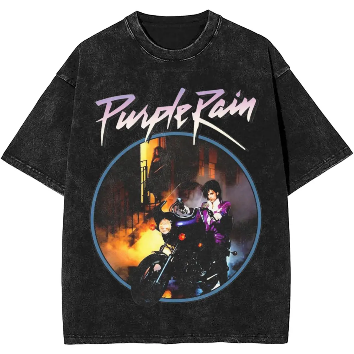 Purple Rain Prince Rock Merch Washed T Shirt for Men Women Streetwear Hip Hop T-Shirts Printed Tees Cotton