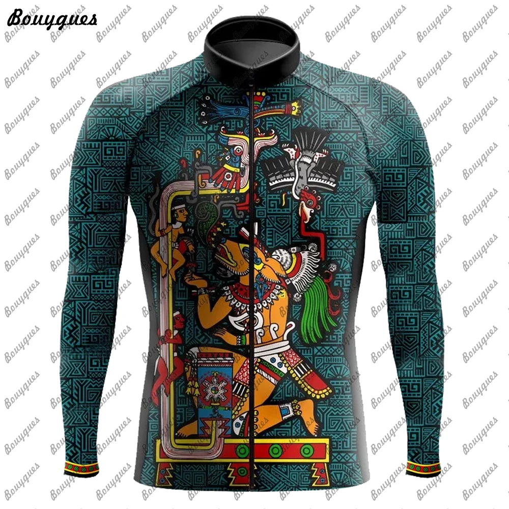 New Team Pro Mexico Cycling Jersey Set Long Sleeve Mountain Bike Cycling Clothing Breathable MTB Bicycle Clothes Wear for Mans