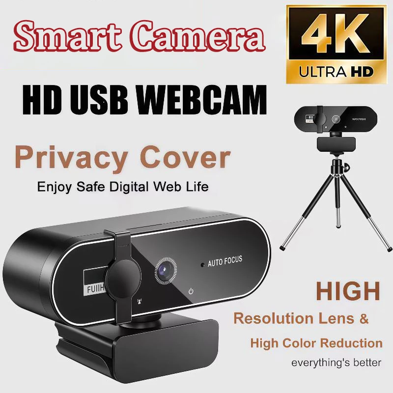 Mini Camera 4K Webcam with Microphone Auto Focus PC Laptop Video Shooting Camera USB Interface Full HD Webcam 2026 NEW