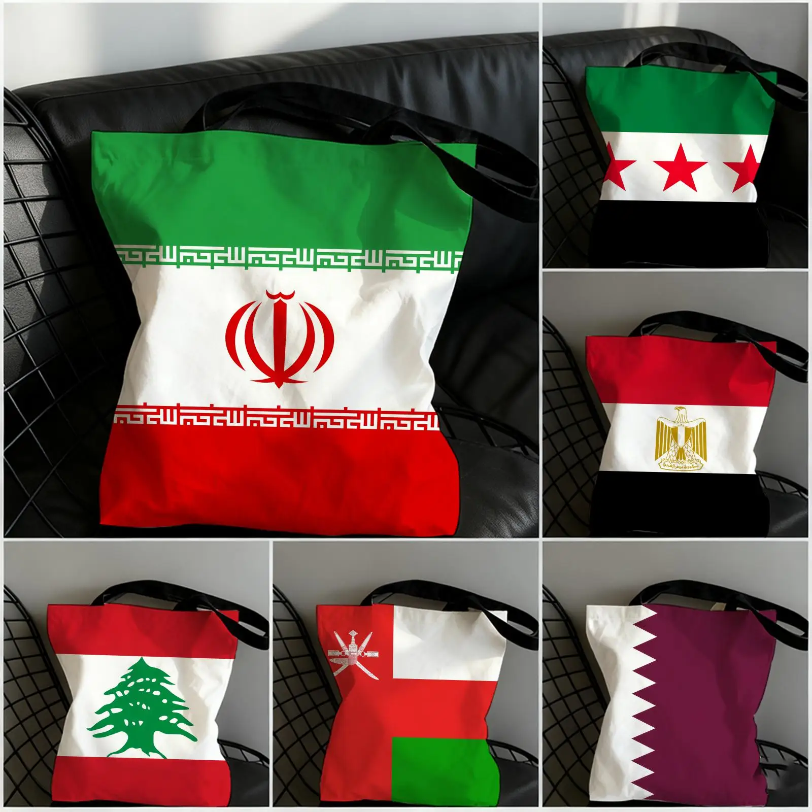 Middle East Oman Syria Storage Bags Double-Sided Print Canvas Tote Bag Fashion Large Capacity Women's Shoulder Handbag
