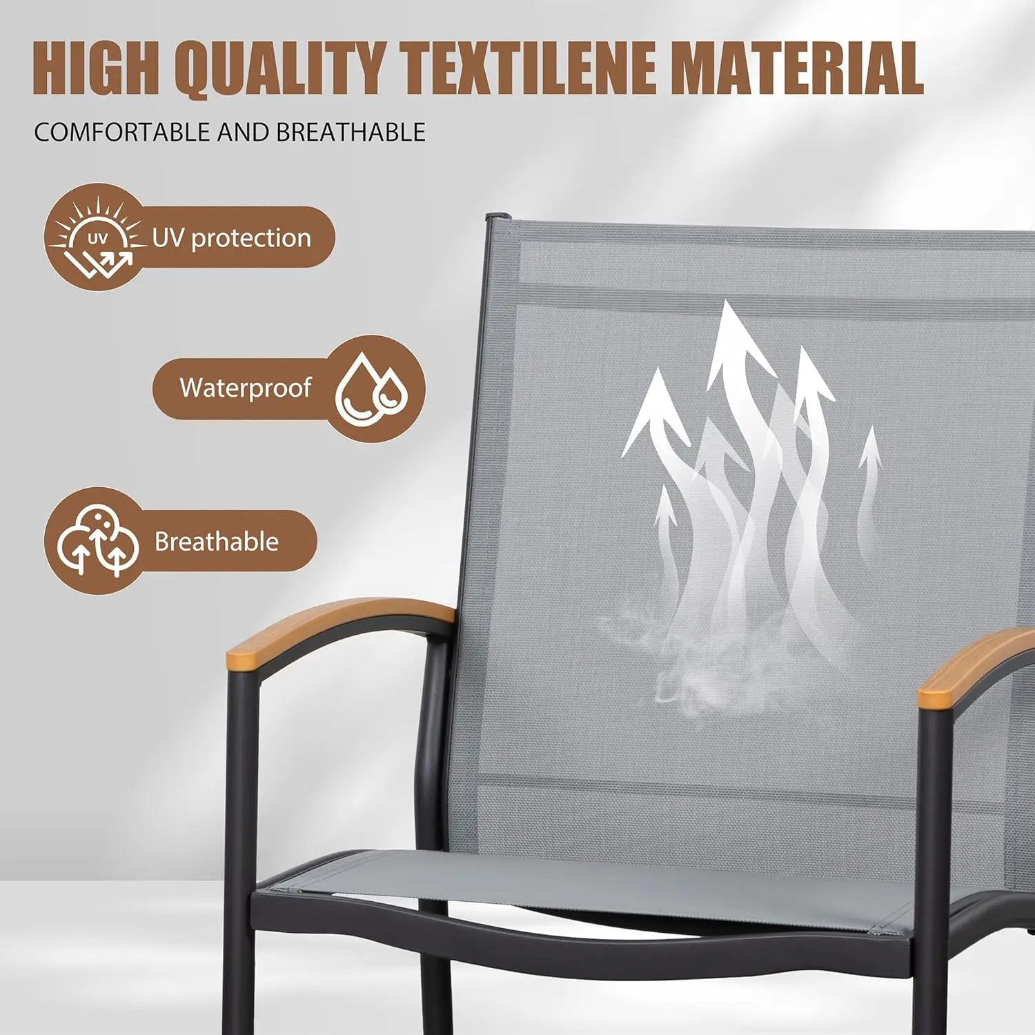 3 Piece Outdoor Rocking Bistro Set, Textilene Fabric Small Patio Furniture Set, Front Porch Rocker Chairs Conversation Set with