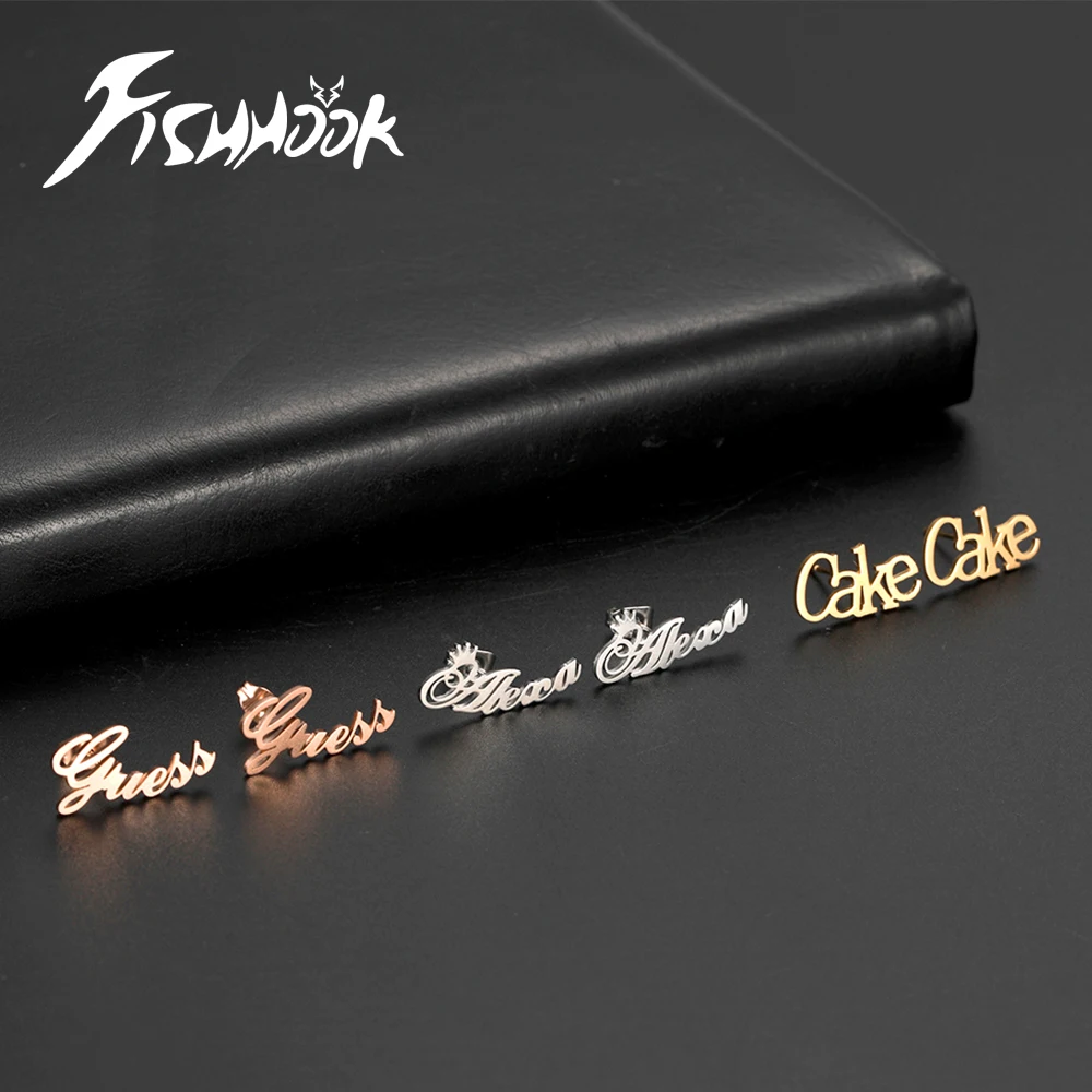 Fishhook Benutzer definierte Name Ohr stecker Tropfen personal isierte benutzer definierte Brief Geschenk für Frauen Mutter Edelstahl Schmuck Mode