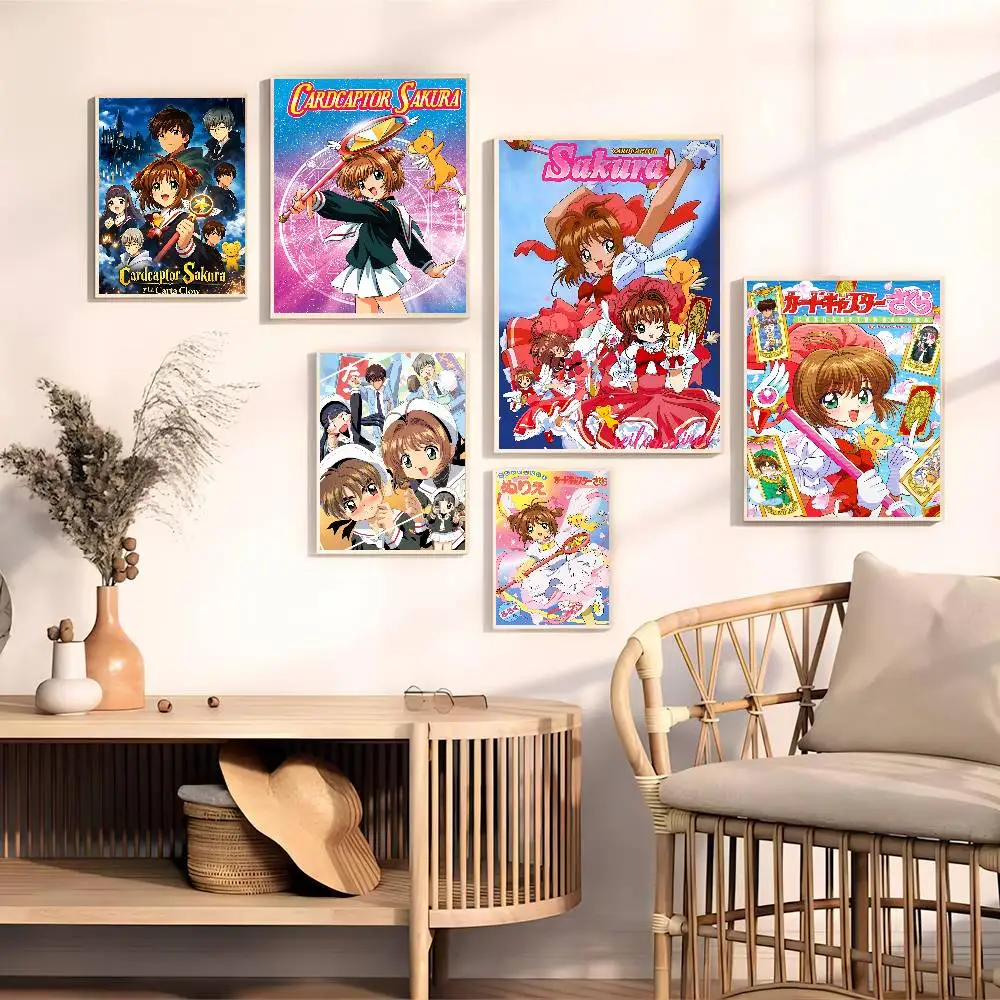 C-CardcaptorS S-Sakura Kawaii Pink Girl, impresiones y carteles de buena calidad, pegatina de papel impermeable, carteles para cafetería y bar