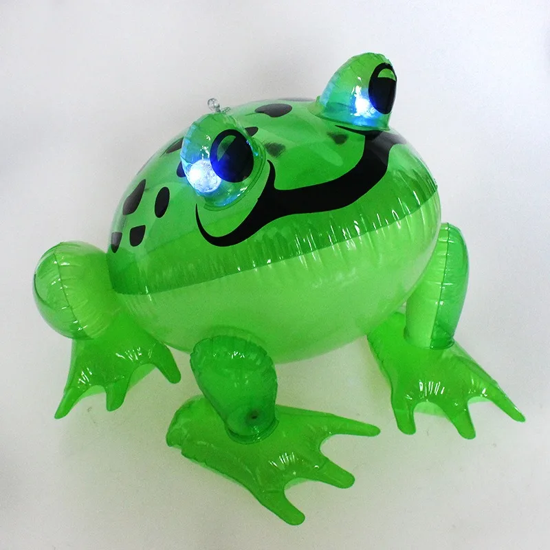 Colorful Luminous Inflatable Toy Cartoon Frog Shining Eye Classic Animals Inflatable Model Indoor Outdoor Party Elastic Toy Deco