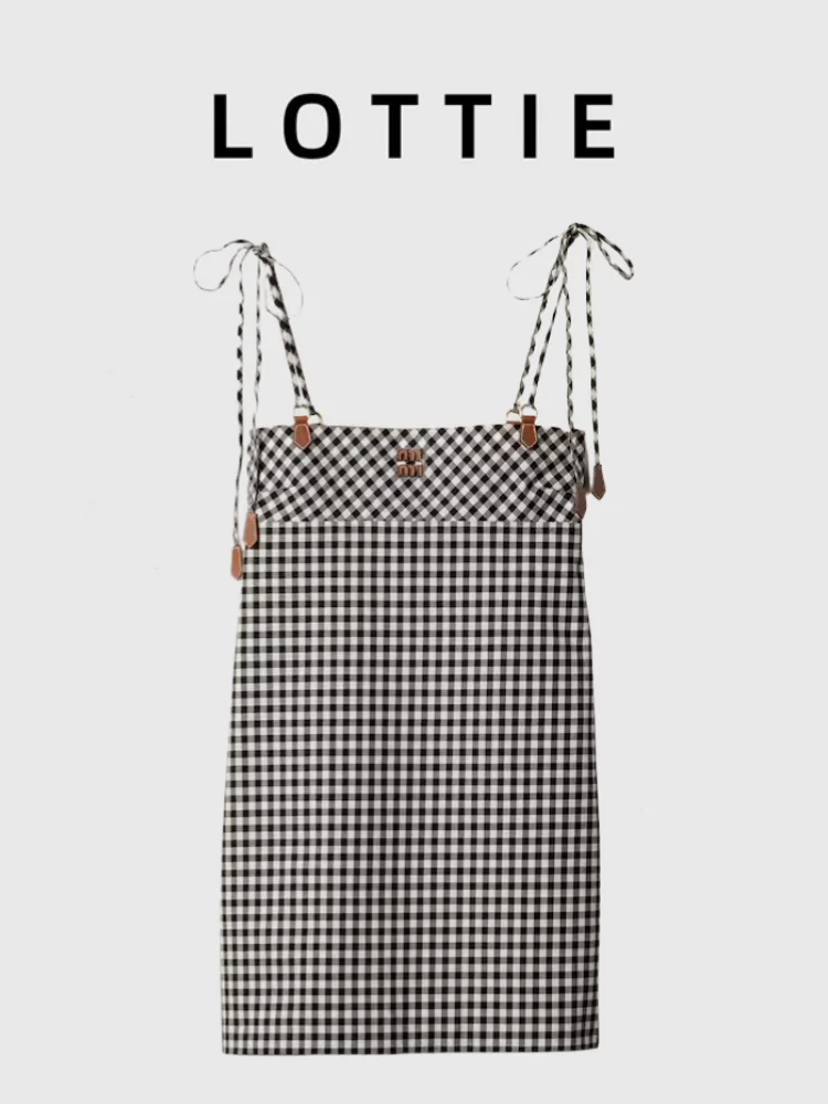 

Летняя женская хлопковая юбка А-силуэта Lotti с кожаным логотипом, в стиле ретро, с ремнем и бретелями, повседневная, новая коллекция