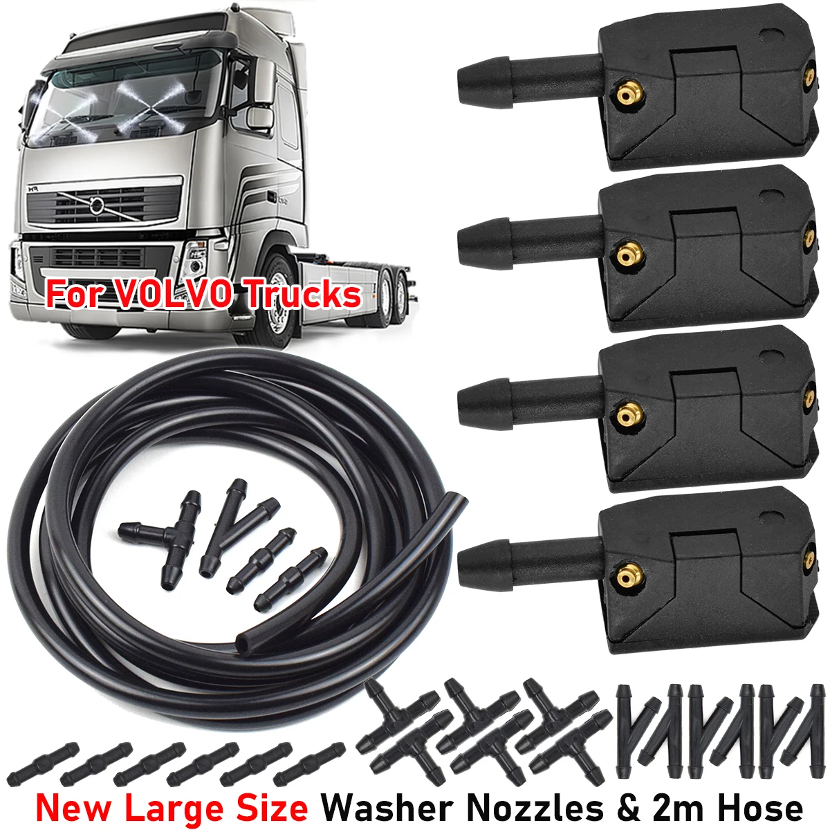 

Car 4 Way Windscreen Washer Wiper Blade Water Spray Jets Nozzles For Volvo Trucks FL FE FM FH FH16 FMX VHD VNL VNM VNR VNX VM