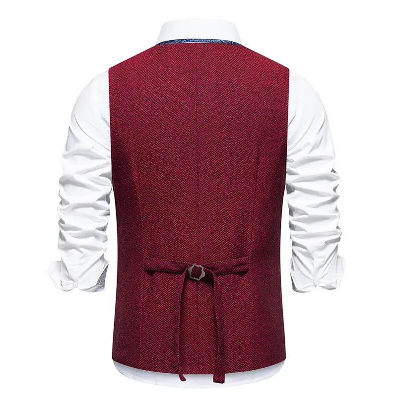 Autumn British style Splicing Fake Two-piece Vests For Men Casual Single Breasted Suit Vest Male Waistcoat Gentleman Business