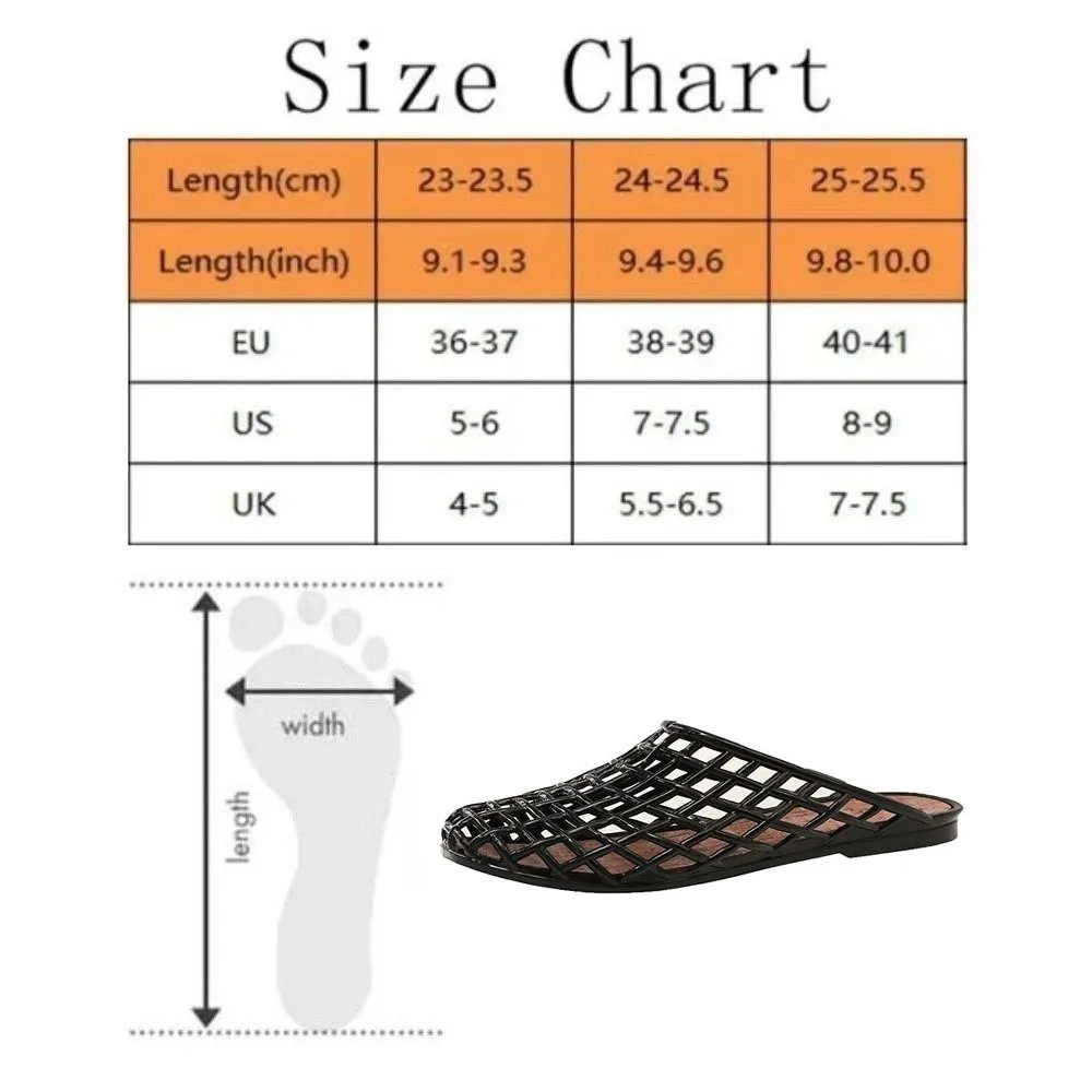 Round Toe PVC Crystal Slippers Soft Transparent Fishing Net Jelly Sandals Flat Low Bottom Non-Slip DIY Shoes Charms Shoes view 5