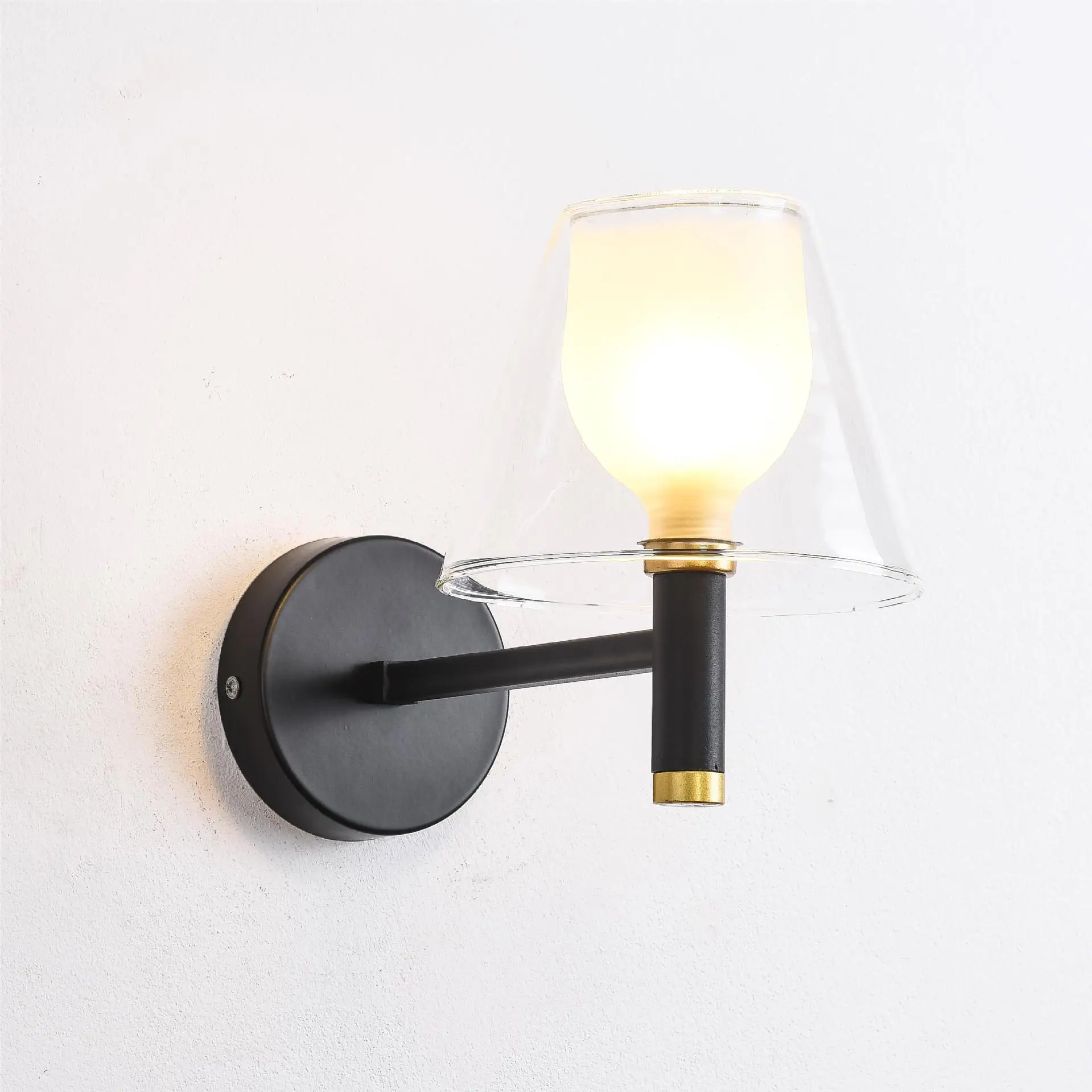 Nordic Wall Led Lamp Glass Sconce Indoor Lighting Mirror Light Fixtures Living Room Bedside Bedroom Bathroom Home Decor Black