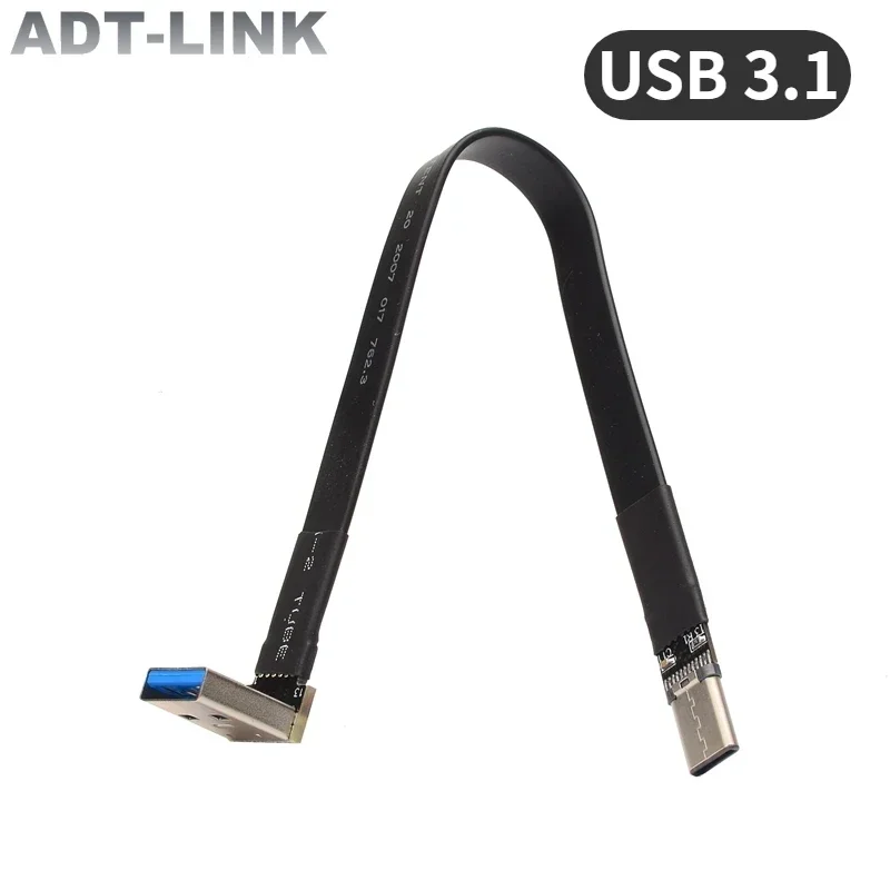 10G USB 3.1 Type-C To Type-A Male Female 90 Degree USB 3.1 Data Sync&Charge Cable USB C Gen2 Flat Adapter For PC TV USB Extender