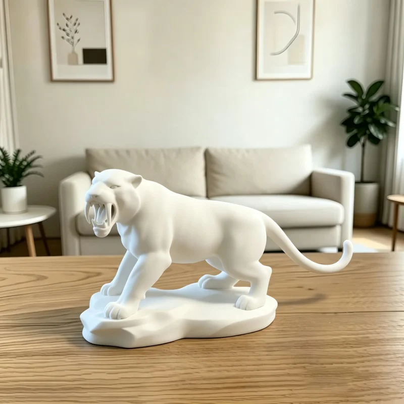 Modern Abstract Smilodon Figurine Wild Panther Sculpture Miniature Tabletop Ornament Office Study Desk Decoration