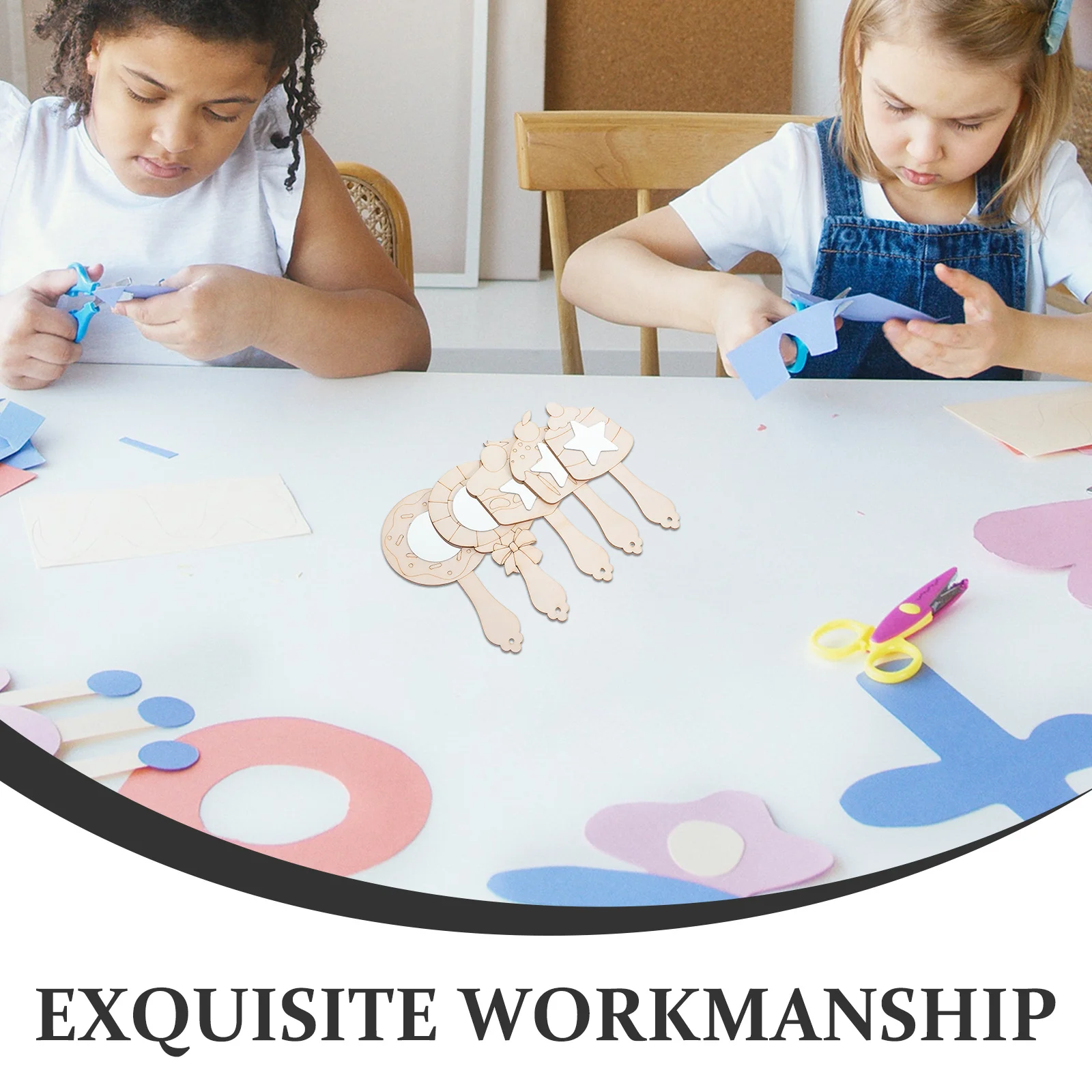 1Set DIY Houten Handspiegel Kinderen Verf Je Eigen Cake Vorm Spiegel Craft Kit Verjaardagsfeestje Gunsten Kunstactiviteiten