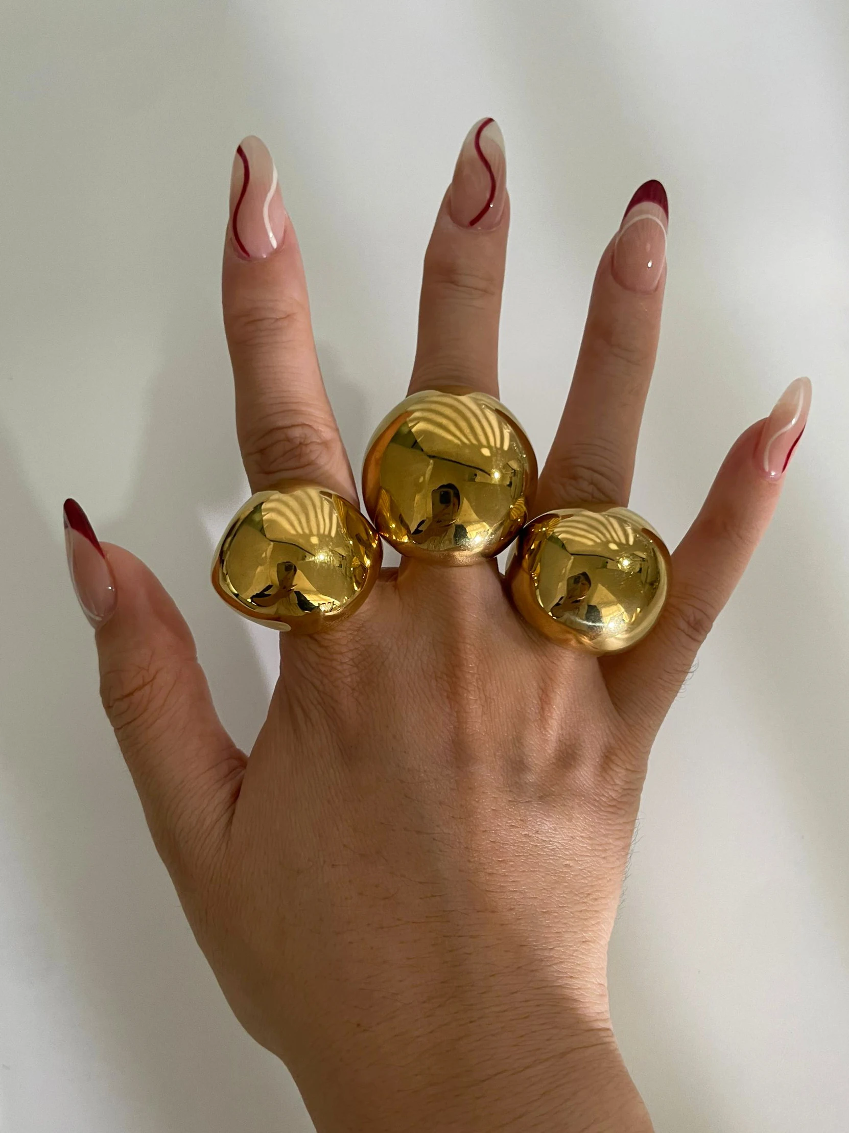Peri\'sbox Extra Large Stainless Steel 18K Gold Plated Rings for Women Men Punk Hip-Hop Smooth Chunky Dome Ring Statement Jewelry
