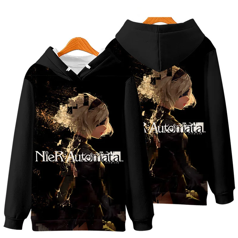 Game NieR Automata 2B YoRHa No. 2 Type B 9S YoRHa No. 9 Type S Cosplay Costume 3D Sweatshirt Men Zipper Hoodies Outwear Coat