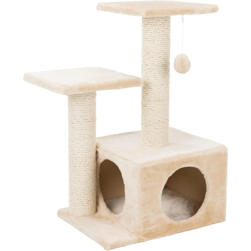 Valencia Scratching Post with Condo, Two Platforms, Dangling Cat Toy