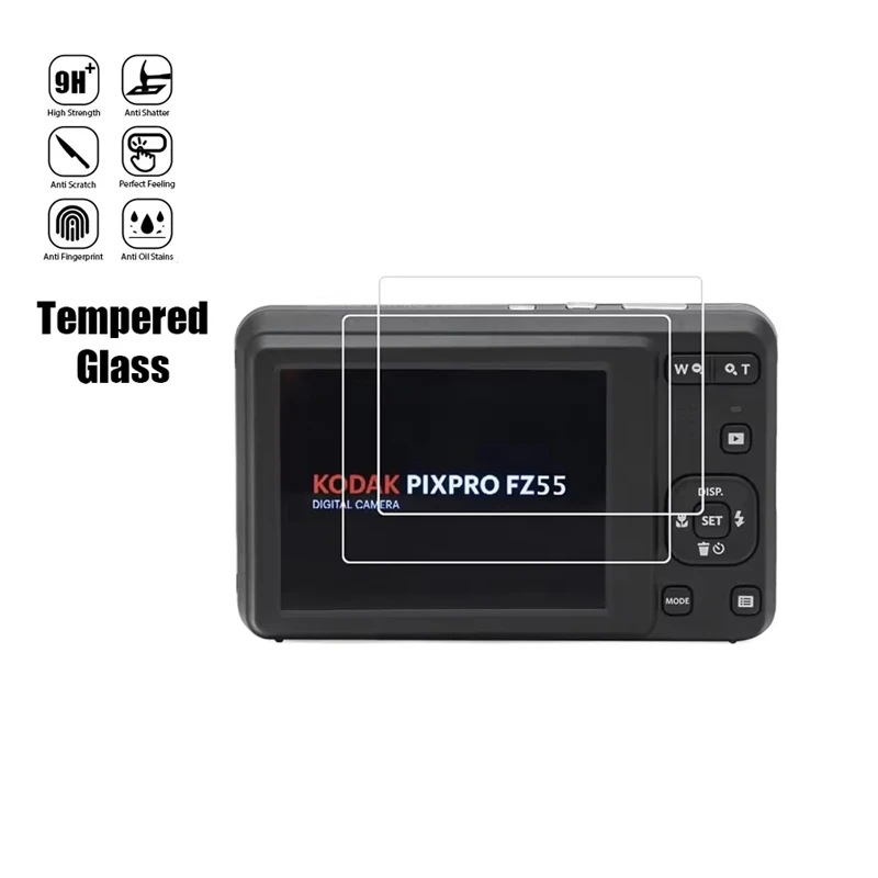 2 pcs Tempered Glass LCD Screen Protector Shield Film for Kodak PIXPRO FZ55 Camera Accessories