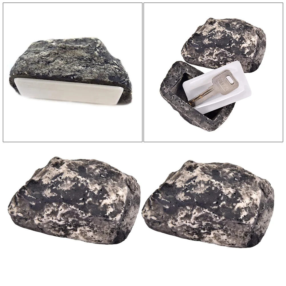 Stone-type Resin Key Box Hidden Storage Case Artificial Stone Key Hider Key Holder (Stone Cover + Stopper)