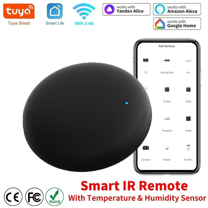 

Tuya Wi-Fi ИК-пульт дистанционного управления Универсальный для ТВ-кондиционера Умный ИК-пульт дистанционного управления Работает с Smart Life Google Home Аксессуар