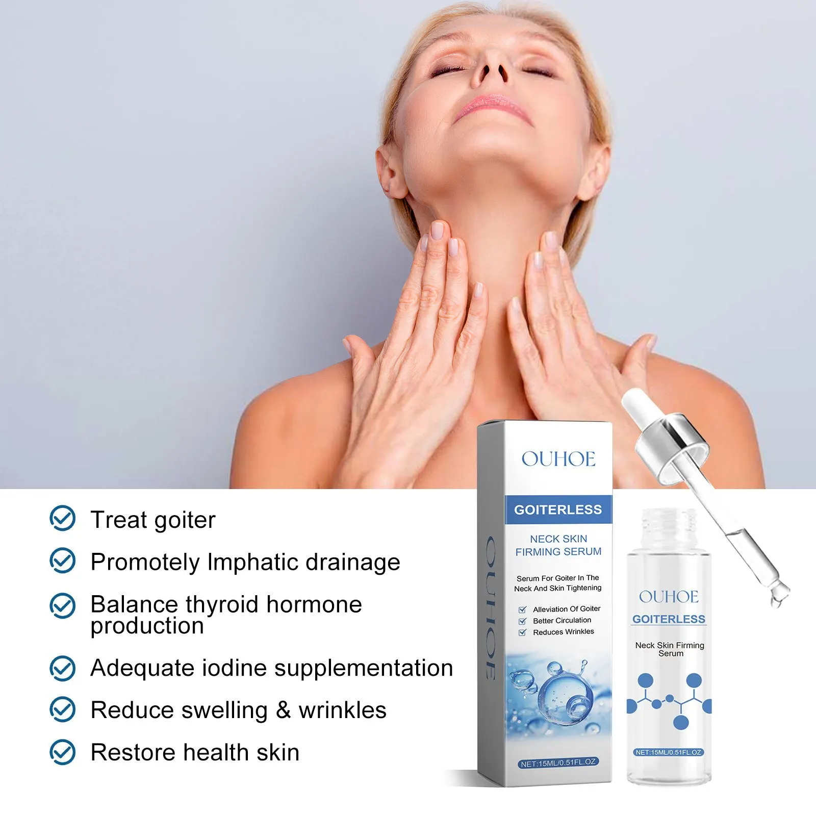 Neck Firming Serum Goiter Thyroid Treatment Lymph Nodes Removal Smooth Fine Lines Lifting Moisturizing Korean Skin Care Product