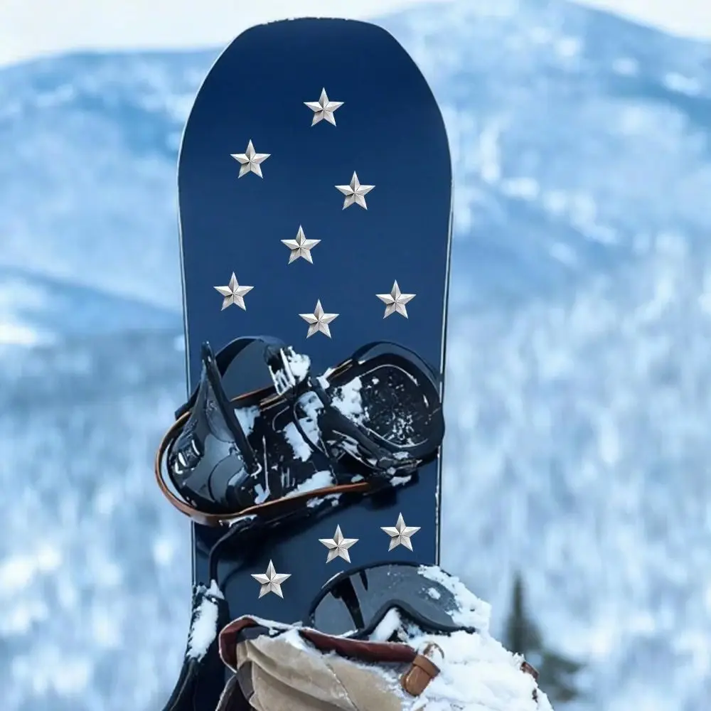 

10Pcs Alloy Snowboard Stomp Pad Self-adhesive Edgy Style Non-Slip Pentagram Studs Snowboard Traction Cleats Ski Equipment