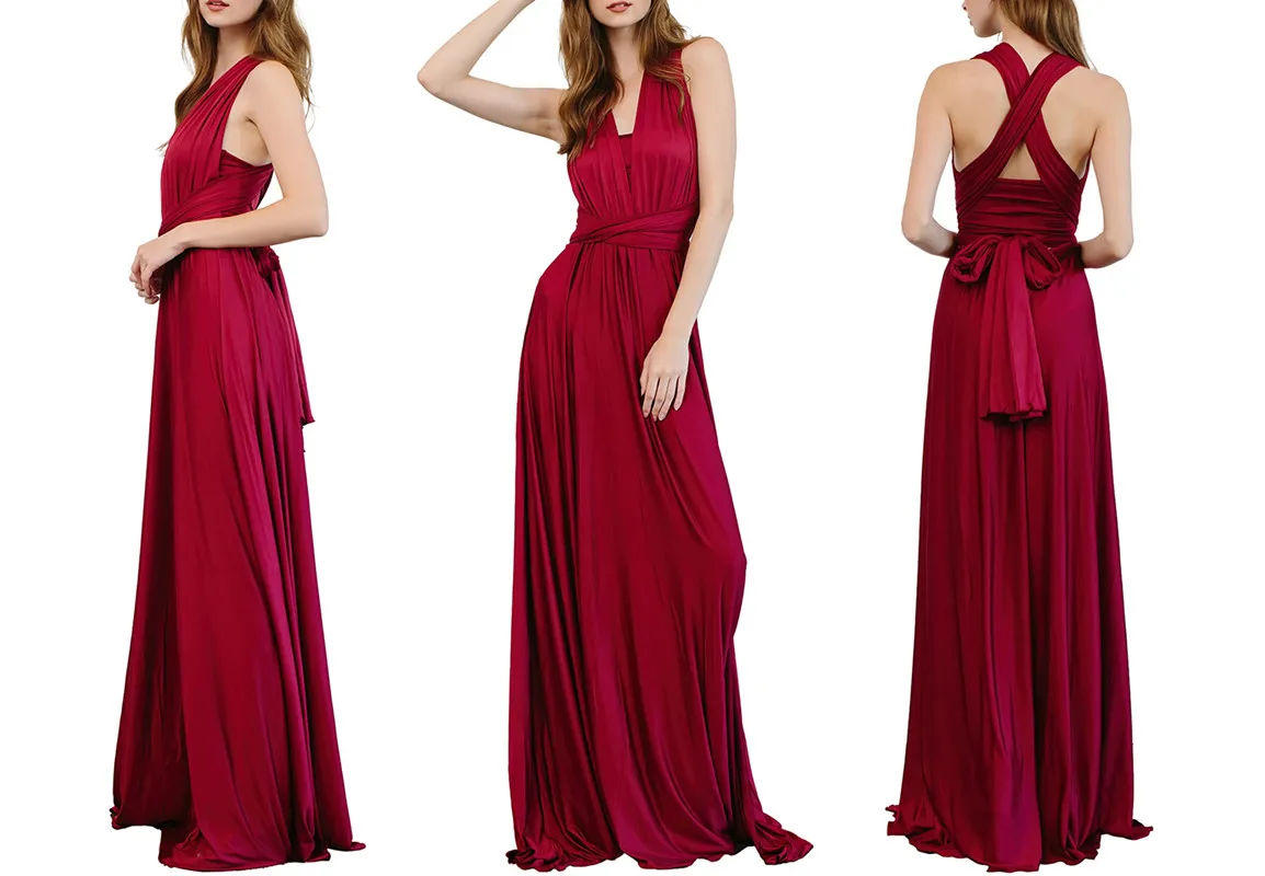 

2023 Chiffon with Bodice Women's Convertible Bridesmaid Evening Dresses Elegant Long Prom Party Gown Plus Size Customized Dress