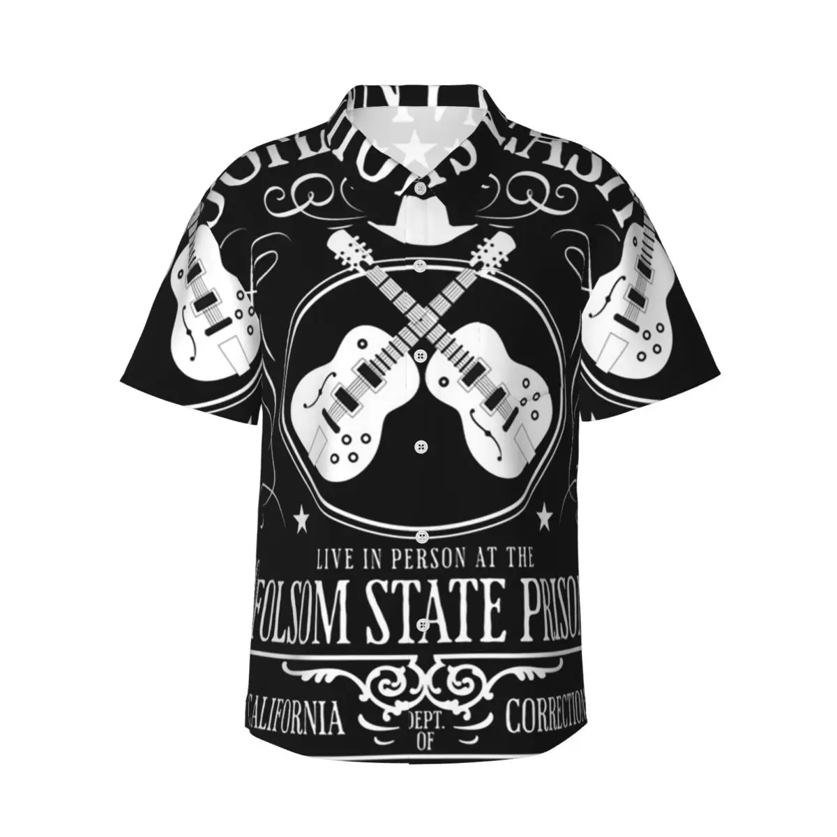 

Johnny Cash Live At Folsom State Prison Jan 13 1968 Men's Shirts Hawaiian Short Sleeve Shirt Casual Button Tops for Summer Beach