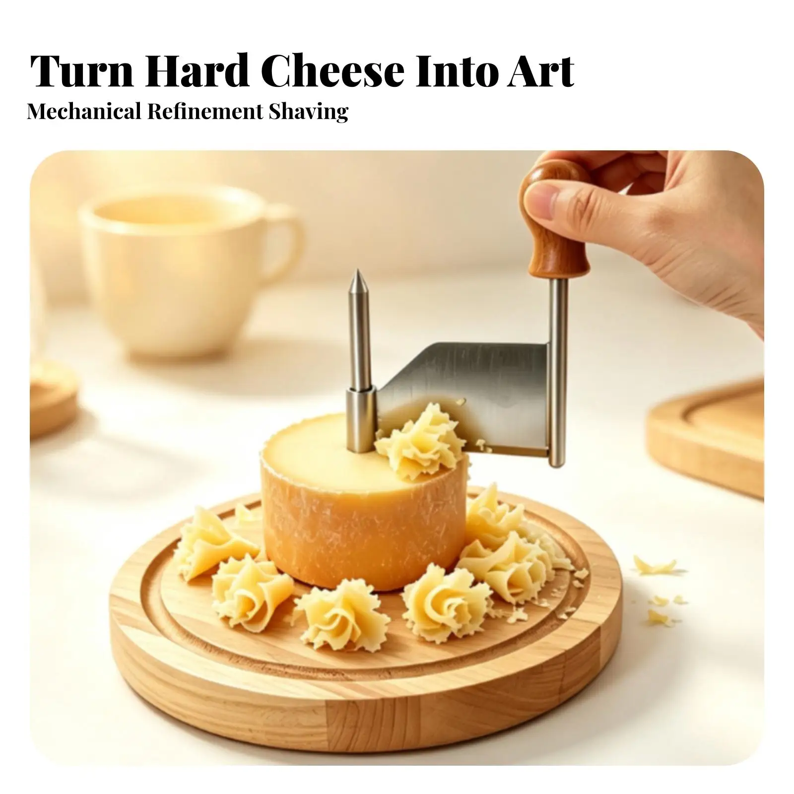Cheese Grater with Dome Lid and Metal Spindle for Hard Cheese Slicing Fresh Countertop Storage and Serving