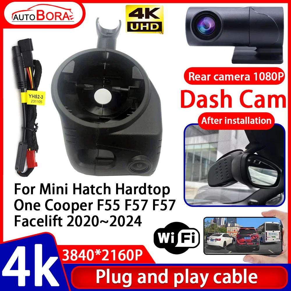 

ZhuCamX Video Recorder 4K UHD Plug and Play Car DVR Dash Cam for Mini Hatch Hardtop One Cooper F55 F57 F57 Facelift 2020~2024