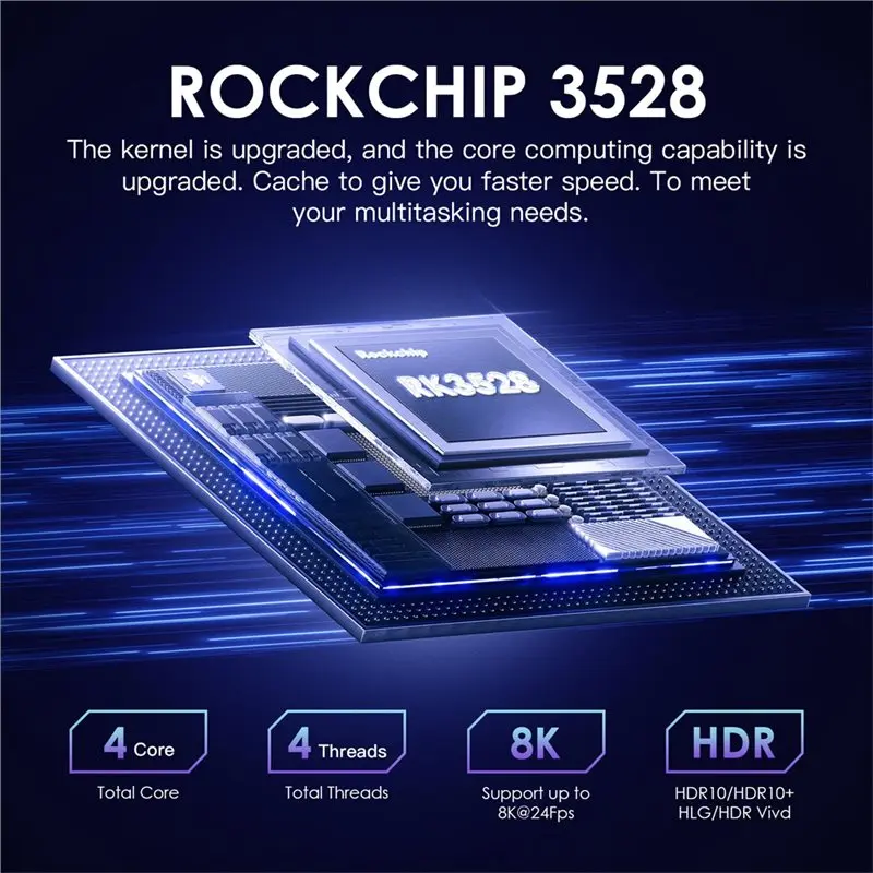 A52T 6K Android 14.0 TV BOX 2GB RAM 16GB ROM UK-Plug