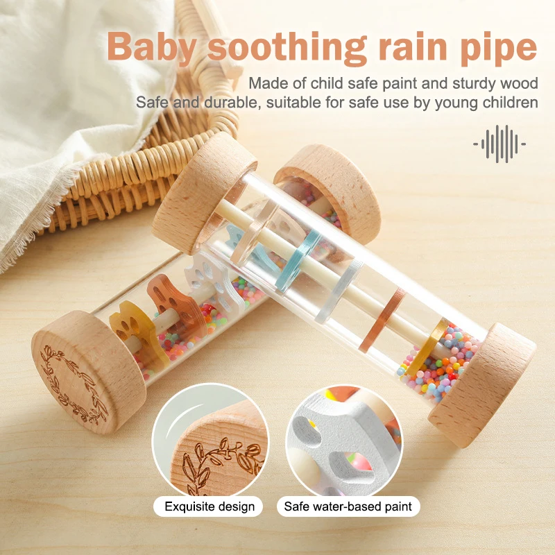 

1PcMontessori Baby Rain Stick Rainbow Hourglass Rain Music Rattle Baby Educational Toy Colorful Montessori Sensory Toys for Kids
