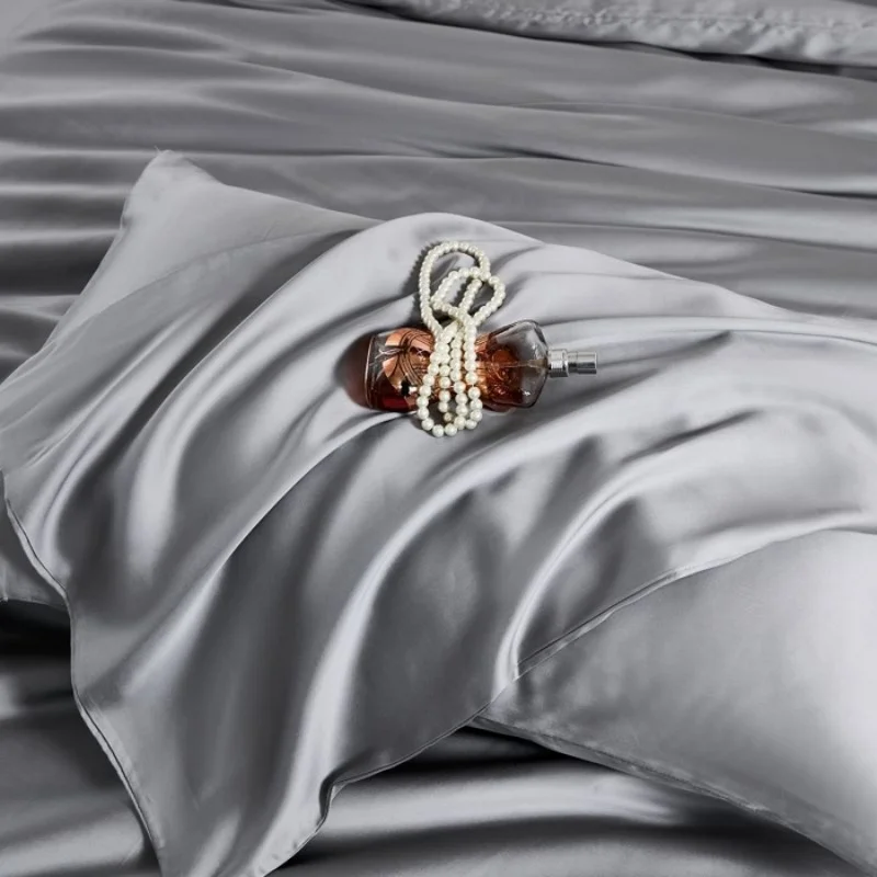 Luxury Silky Pillow Case Natural Bamboo Lyocell Fiber Pillowcase Smooth Cool Feeling Grey Solid Home Pillow Cover 48*74cm*2pcs