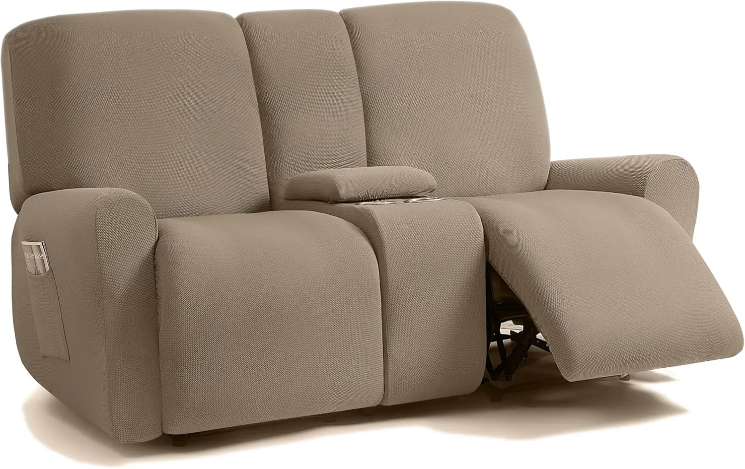 

Jacquard Design Reclining Loveseat with Middle Console Slipcover, 8-Piece Stretch Sofa Covers, 2 seat Loveseat Recliner