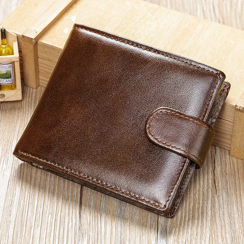 Vintage Genuine Leather Men's Wallet European and American style multifunctional first-layer cowhide business large wallet