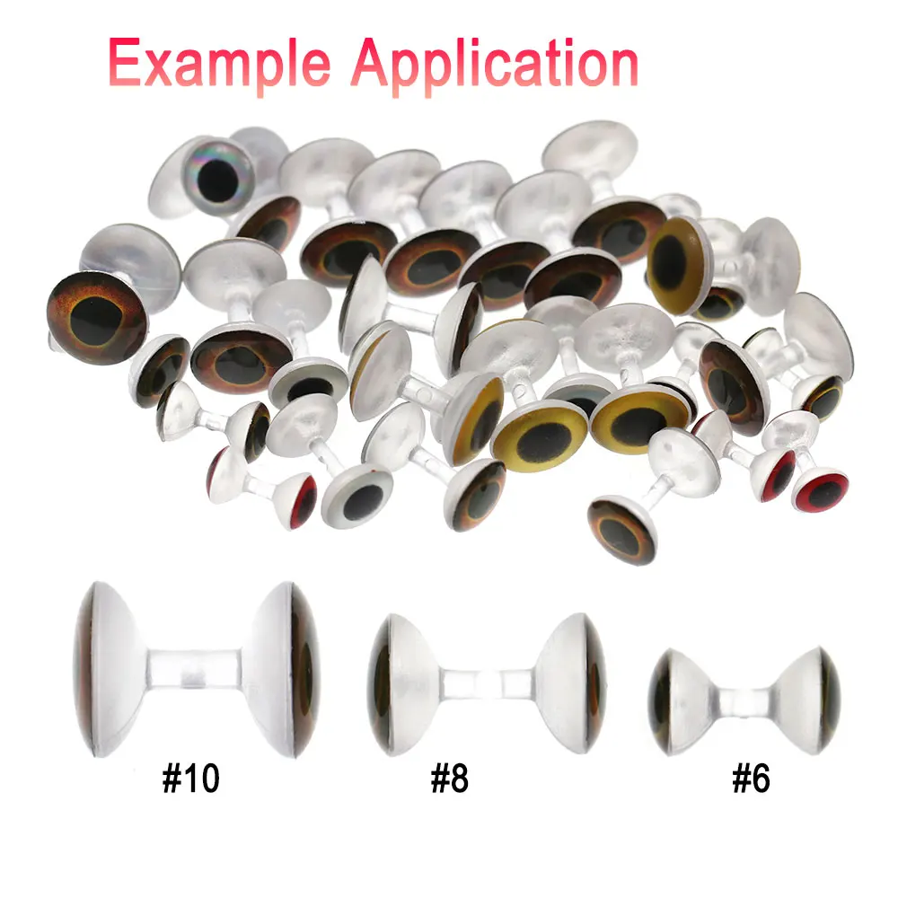 ICERIO 30PCS Fishing Fly Tying Weightless Dumbbell Eyes Material 6mm 8mm 10mm 3D Realistic Resin Eyes Fly Tying Materials DIY